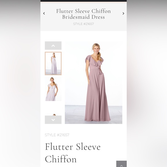 Morilee - Flutter Sleeve Chiffon Bridesmaid Dress - Size 20 - Picture 2 of 2